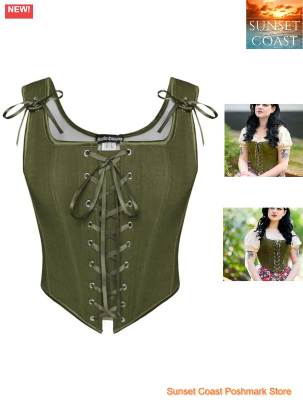 Renaissance Corset Top Lace Up Overbust Bustier Imitation Linen